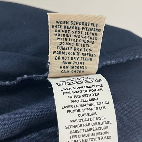 NWT L.L. Bean Women’s Sunwashed Canvas Crop Pants Drawstring Navy Blue XS Petite - Picture 9 of 9